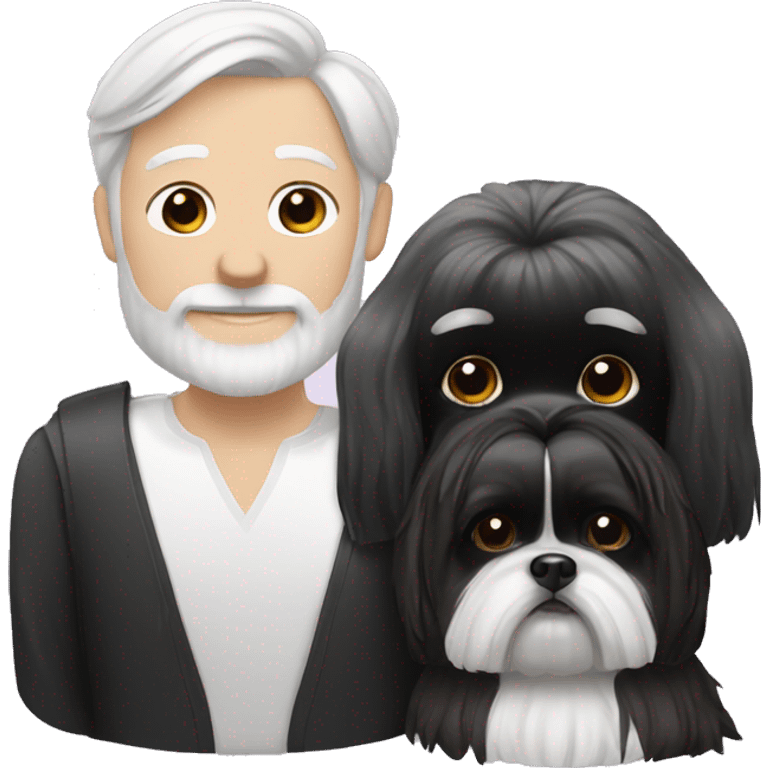 White human couple and black shih tzu  emoji