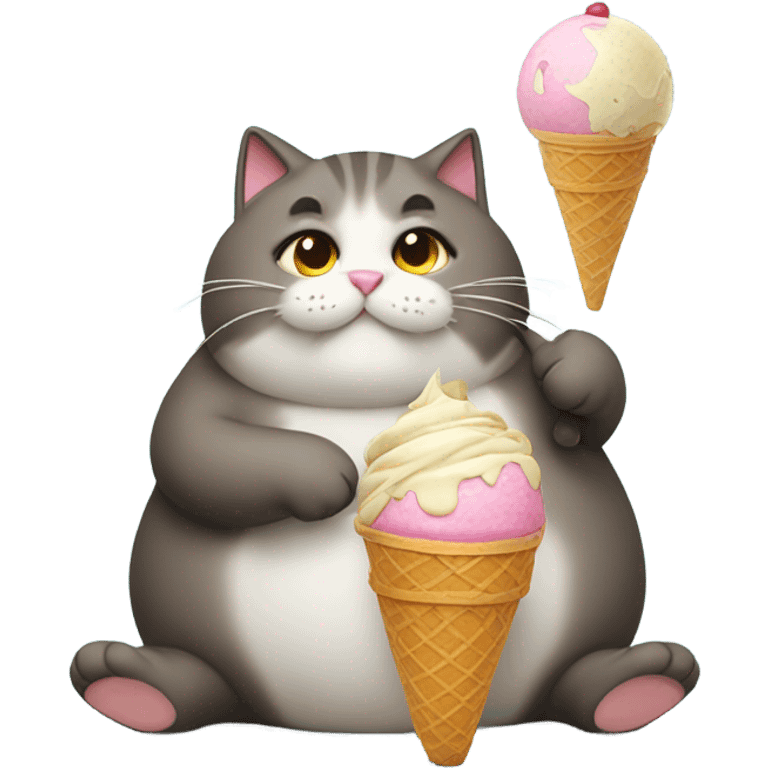 fat cat with ice cream  emoji