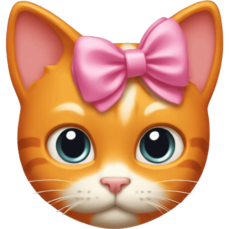 orange cat with hello kitty bow  emoji