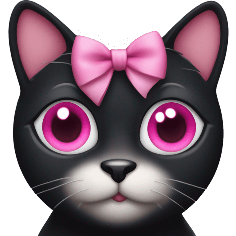 a black cat with a pink bow and pink hearts in her eyes emoji