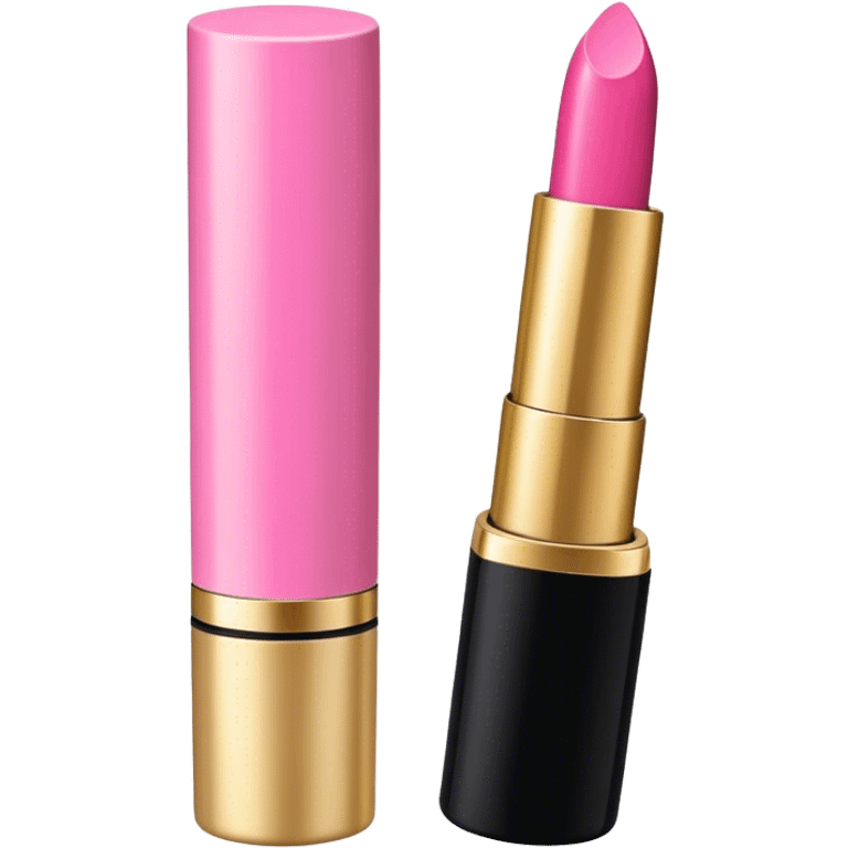 Pink lipstick with gold and black tube emoji