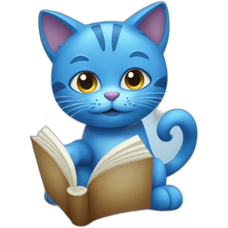 Blue cat with a book emoji