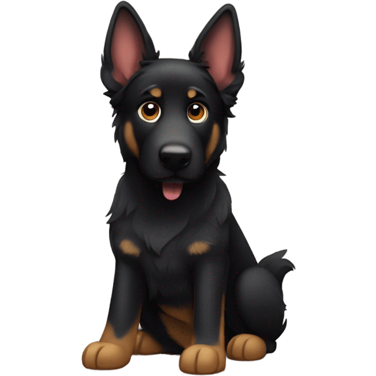 Black German shepherd with floppy ears emoji