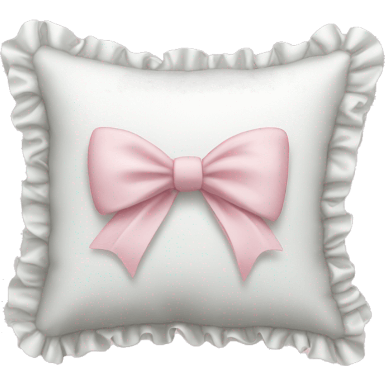 White pillow with ruffles and light pink bow in middle emoji