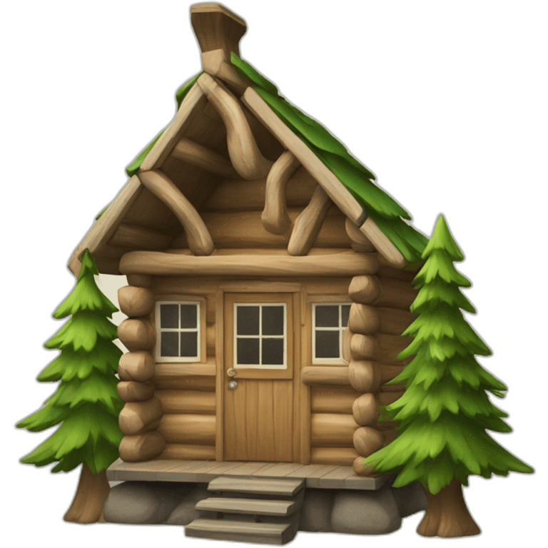 Cabane avec sapin emoji