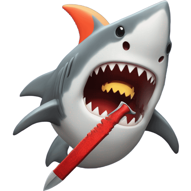 A shark with a sword in an inferno emoji