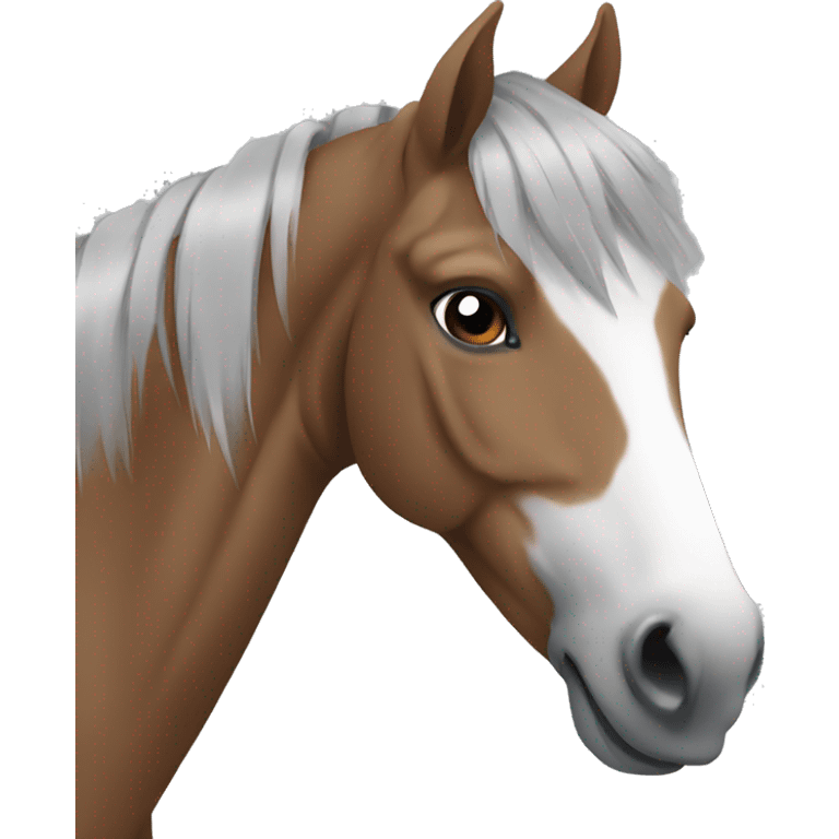 A brown/white horse wearing a grey t-shirt emoji