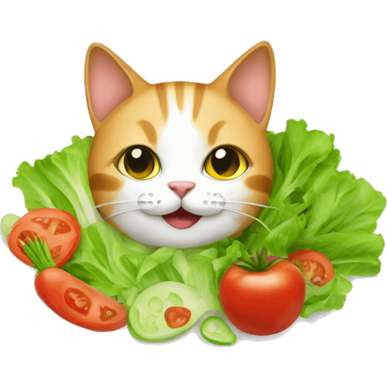 cat with salad emoji