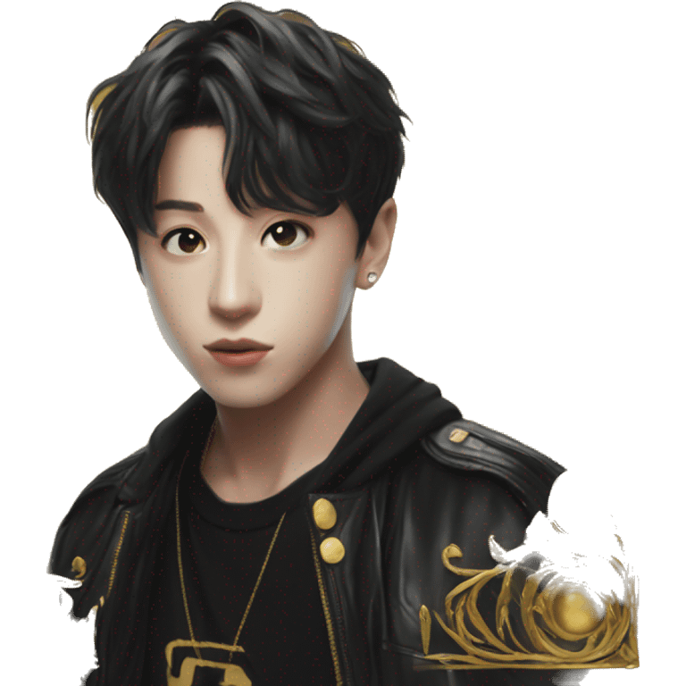 Jungkook with golden album  emoji