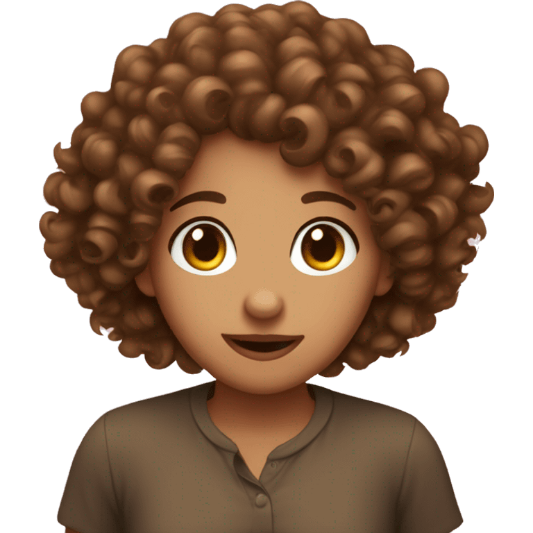 brown curly haired girl delusional in love  emoji