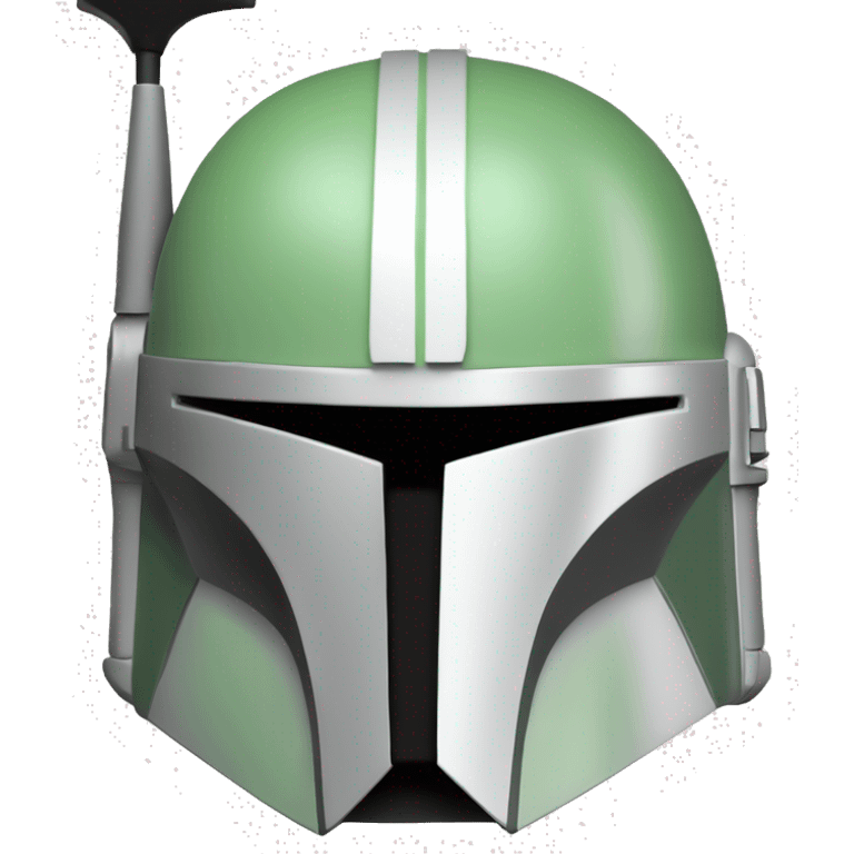 Light green and white colored Mandalorian helmet with antenna emoji