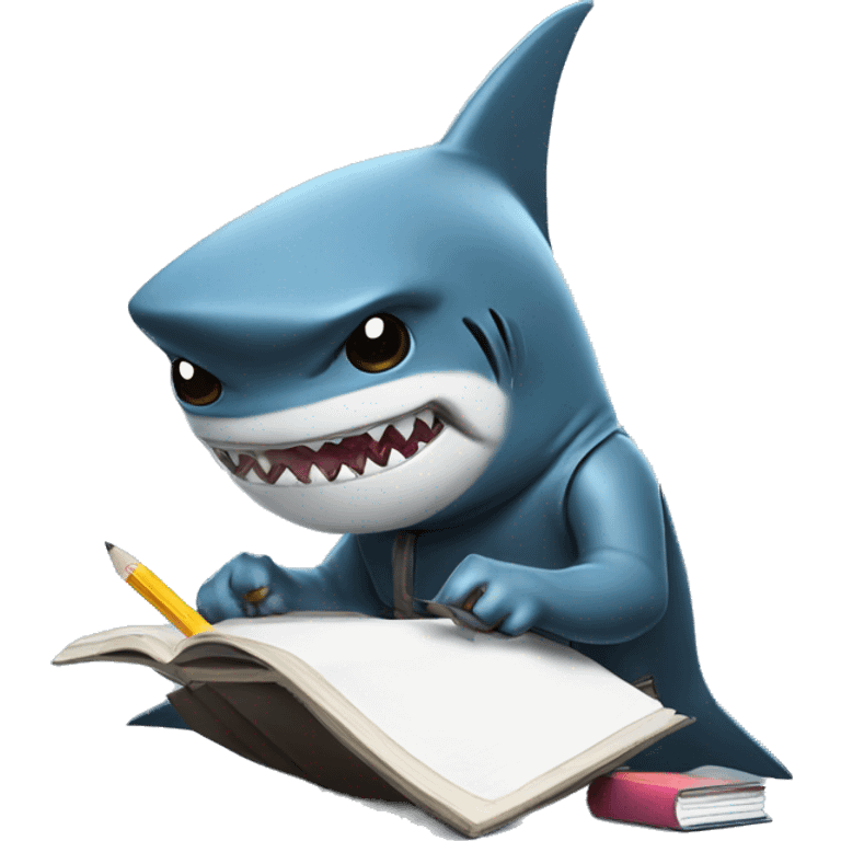 Ninja shark doing homework  emoji