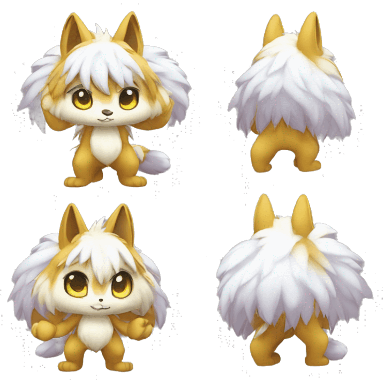 shiny, gradient, Kemono-style, Chibi, Anthro-Fur-Sona-Fakémon, Full Body emoji