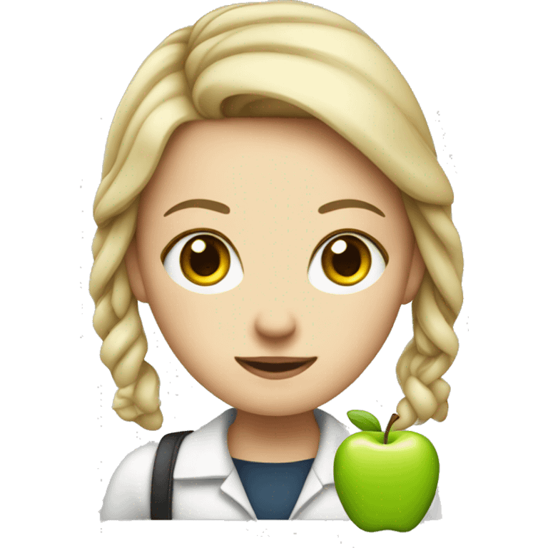 White girl teacher with an apple  emoji