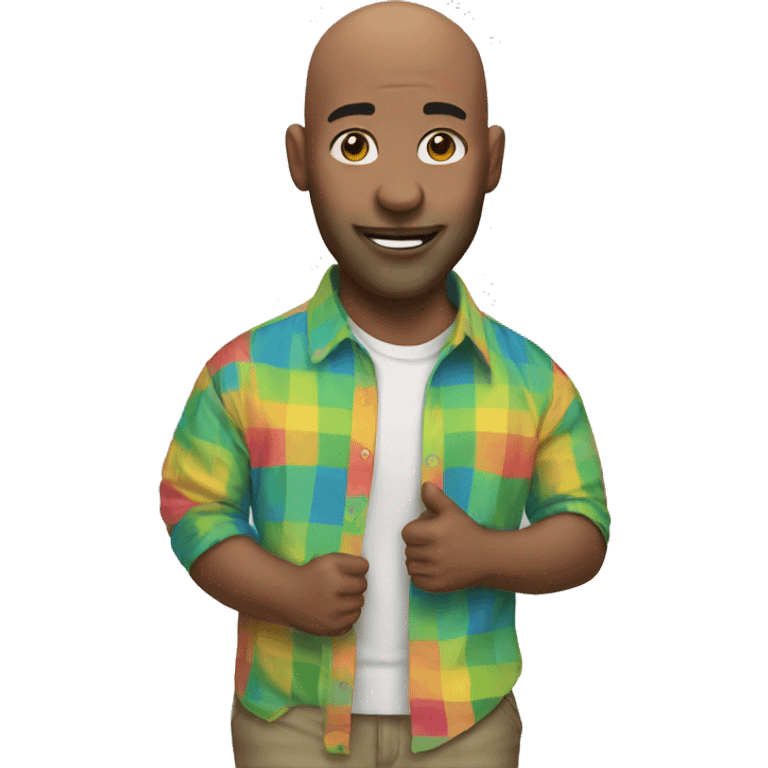 bald meme with colorful shirt emoji