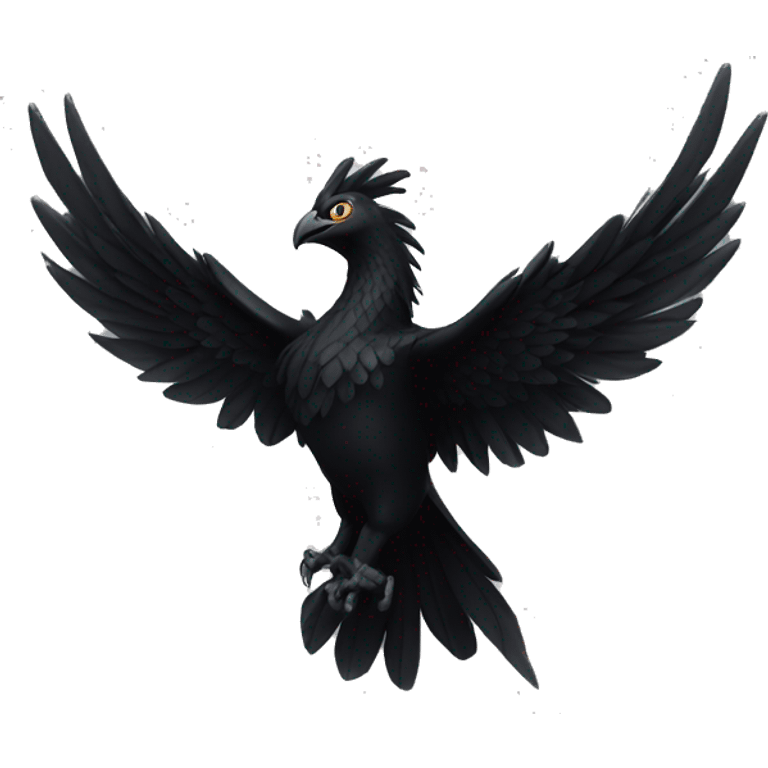 A majestic black phoenix, its wings spread wide emoji