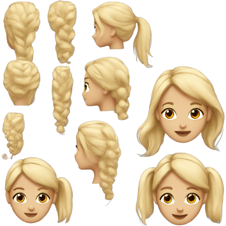 girl with blond long hair, low side ponytail emoji