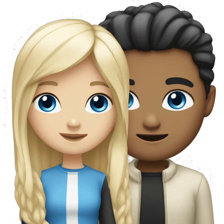 blonde hair and blue eyes girl next to black hair white boyfriend emoji