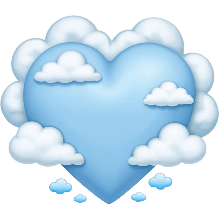 blue pastel heart with clouds emoji