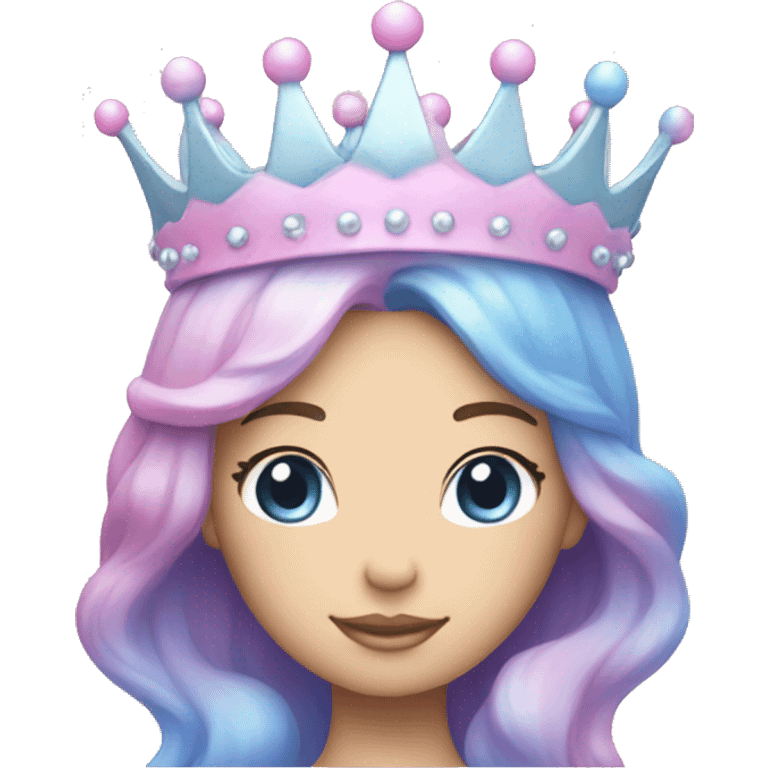 Pink and blue pastel mermaid crown emoji