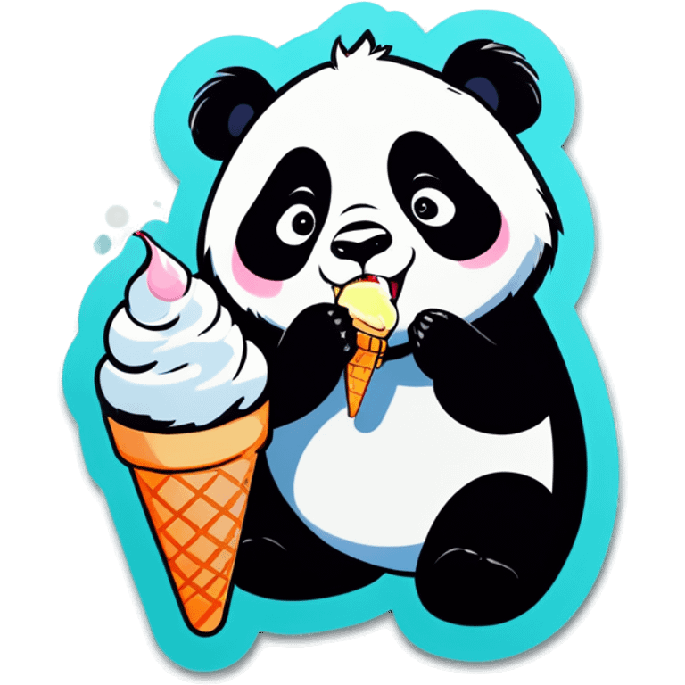 Panda eating ice cream emoji