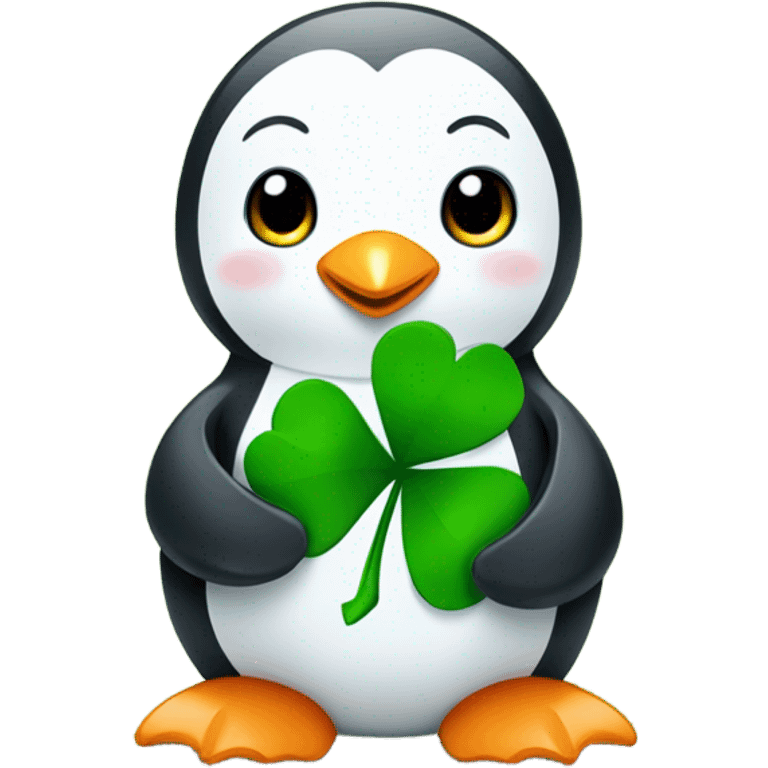 penguin with shamrock emoji