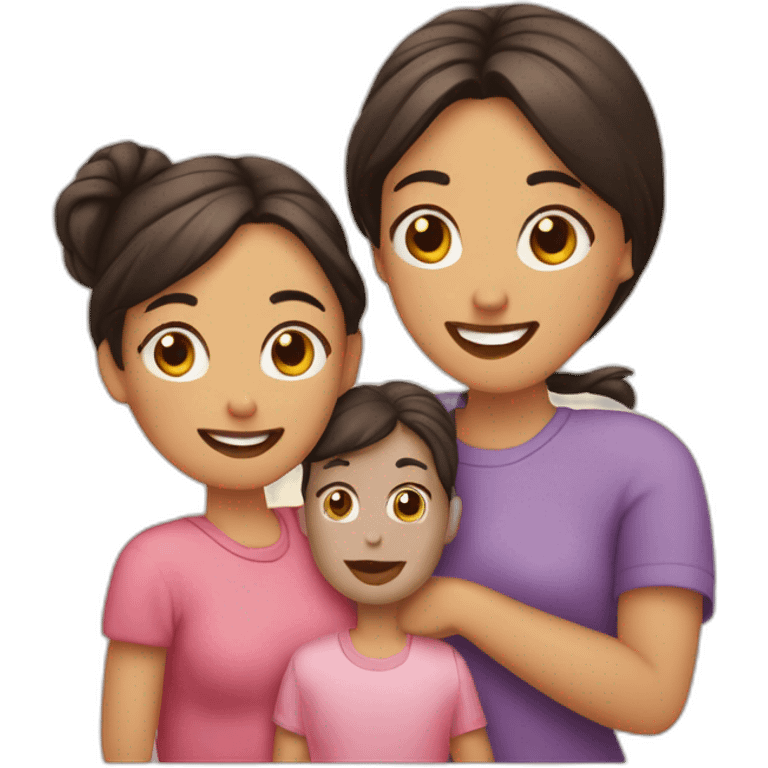 Famila de 3 mamá, hijo, hija emoji