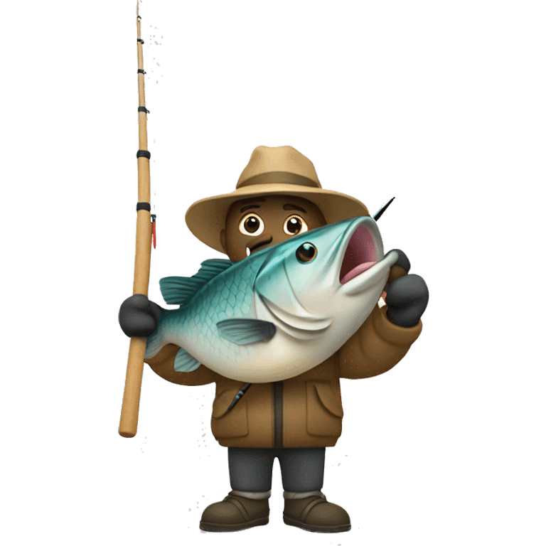 Fishing with tiny fishing rod emoji