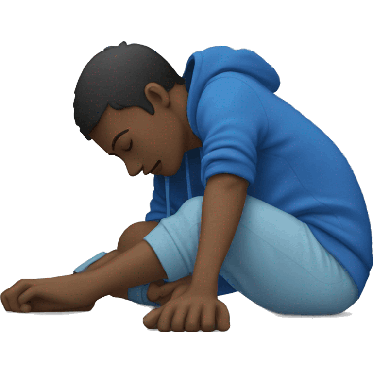 person lying on the floor facing down with a blue hoodie  emoji