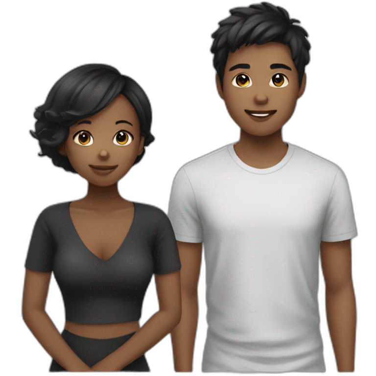 Blackgirl and asian boy emoji