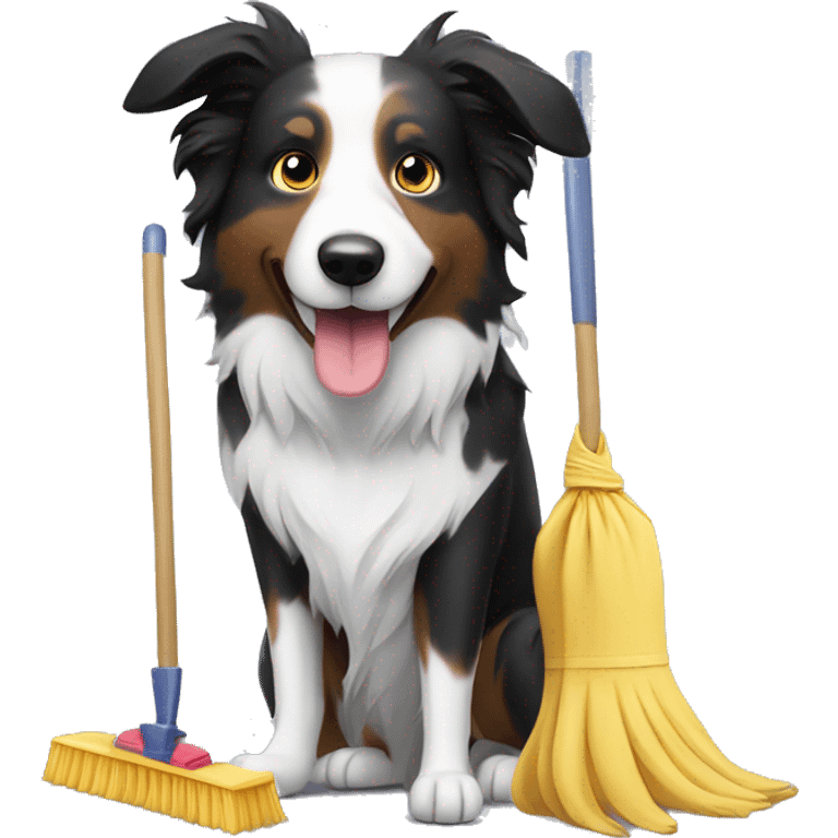 Border Collie as a cleaning lady emoji