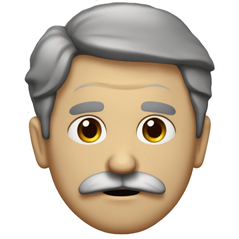 A middle aged man with a frown on his face, scrunched eyebrows, brown hair, and moustache. He looks just like the scientist J.J Thomson  emoji