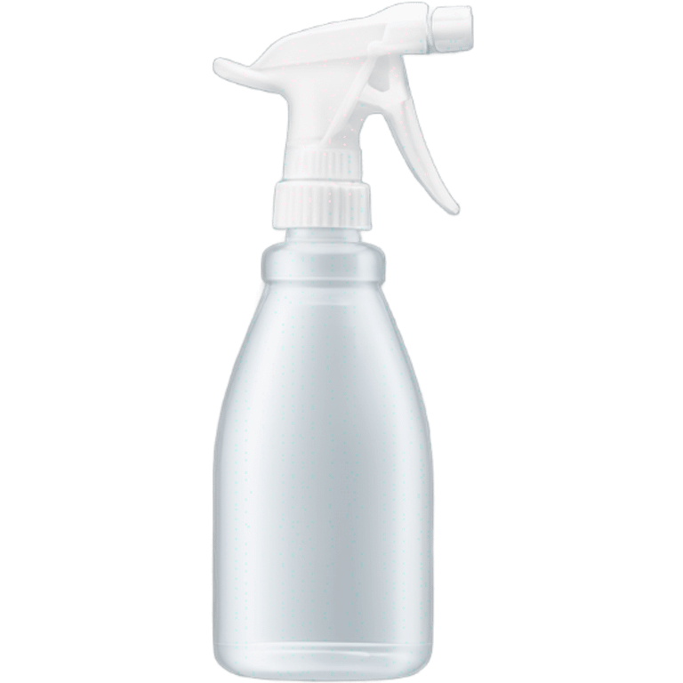 A handheld plastic spray bottle with a transparent container, featuring a long metal nozzle and a white handle emoji