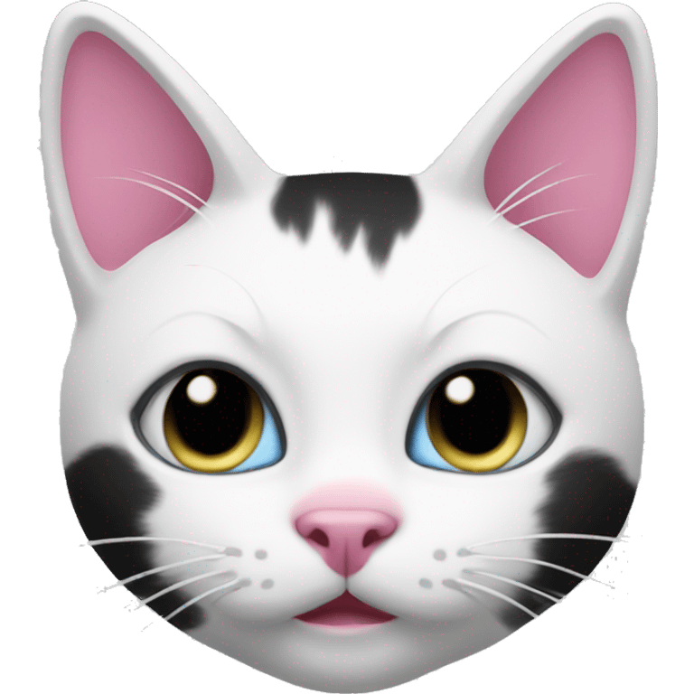 White and black cat with pink nose emoji