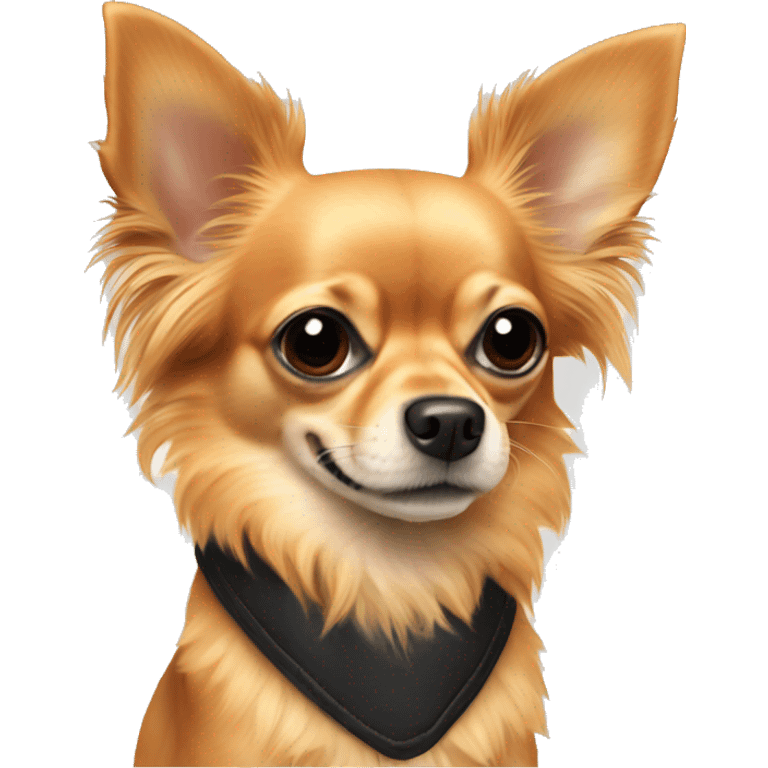 all orange long haired chihuahua with black muzzle emoji