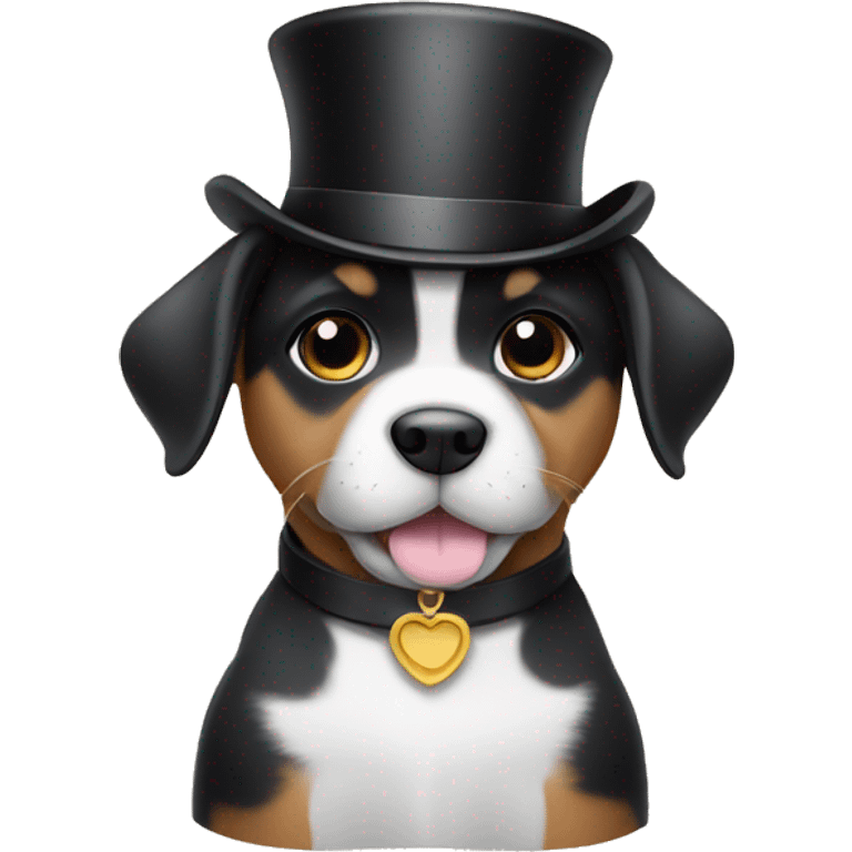 puppy wearing a top hat emoji