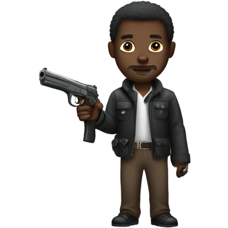 A black African guy with the gun emoji