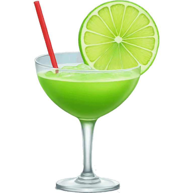 cartoon lime smiling holding daiquiri emoji