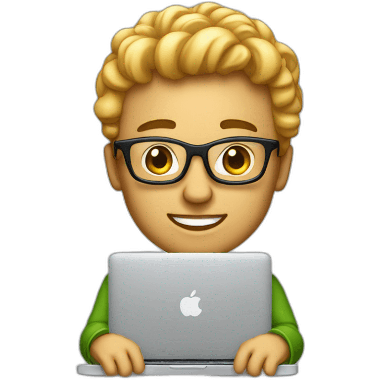 Un entrepreneur millionnaire avec son MacBook emoji