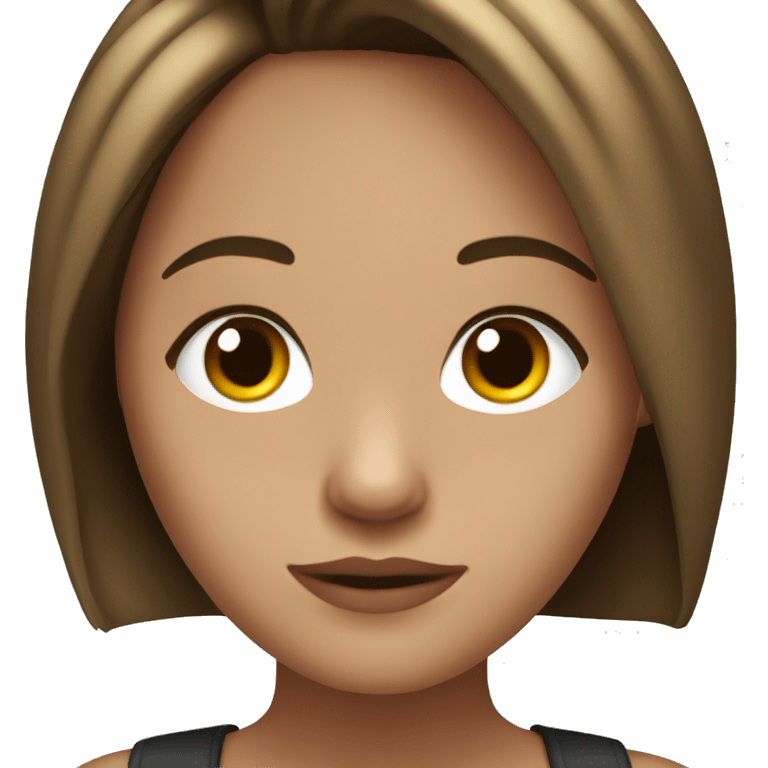 avatar de una chica de ojos marrones oscuro y pelo negro corto bob emoji