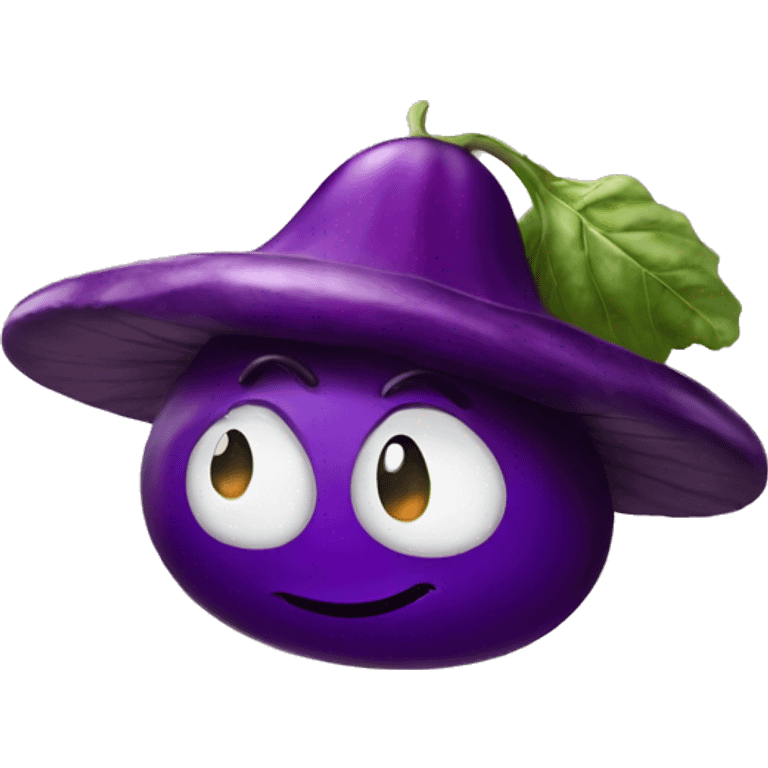 Eggplant wearing a hat emoji