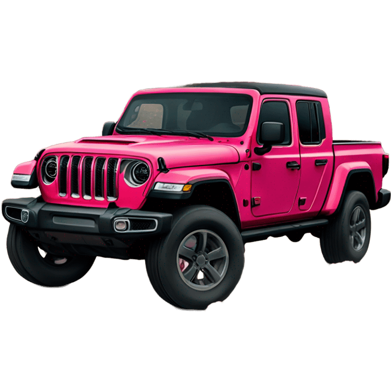 Realistic Red Jeep Gladiator with the truck bed full of pink flowers. emoji