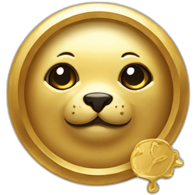 gold seal with cute seal face emoji