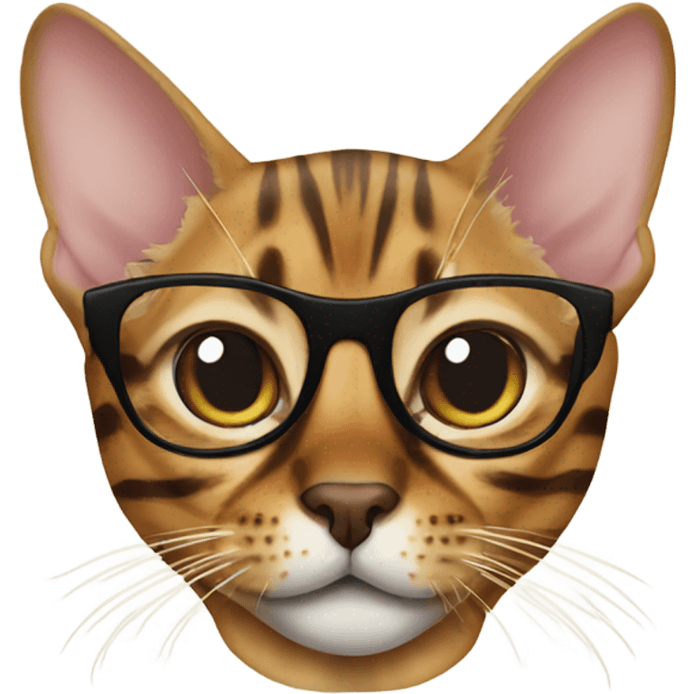 Bengal cat with glasses emoji