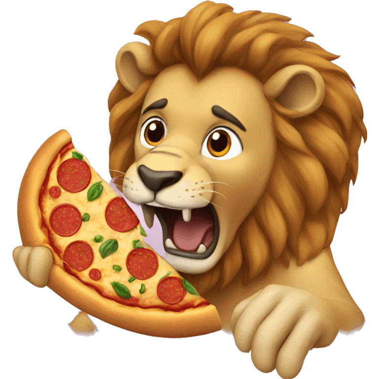 Lion eat pizza emoji