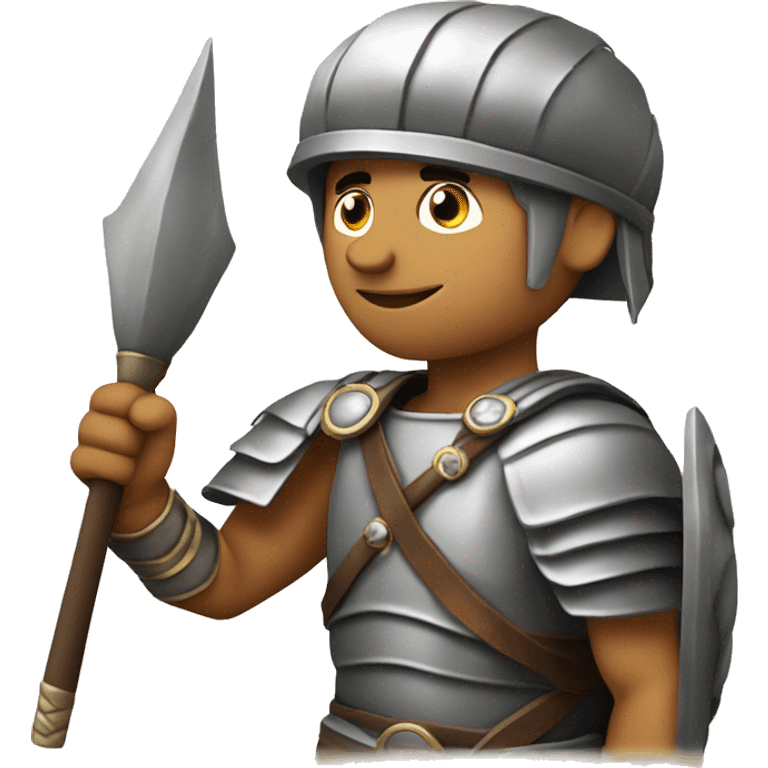  A Roman soldier with a daring expression, holding a spear in one hand and making a "rock" sign (the horns) with the other. A fun mix of history and modern attitude. emoji