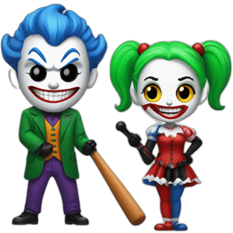 Joker and Harley Quinn with gum and baseball bat emoji