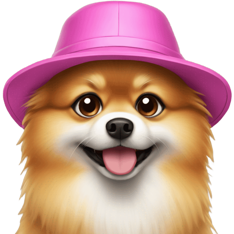 Pomeranian wearing a bucket hat emoji