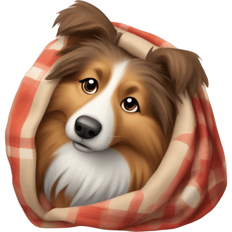 Shetland sheepdog with a blanket emoji