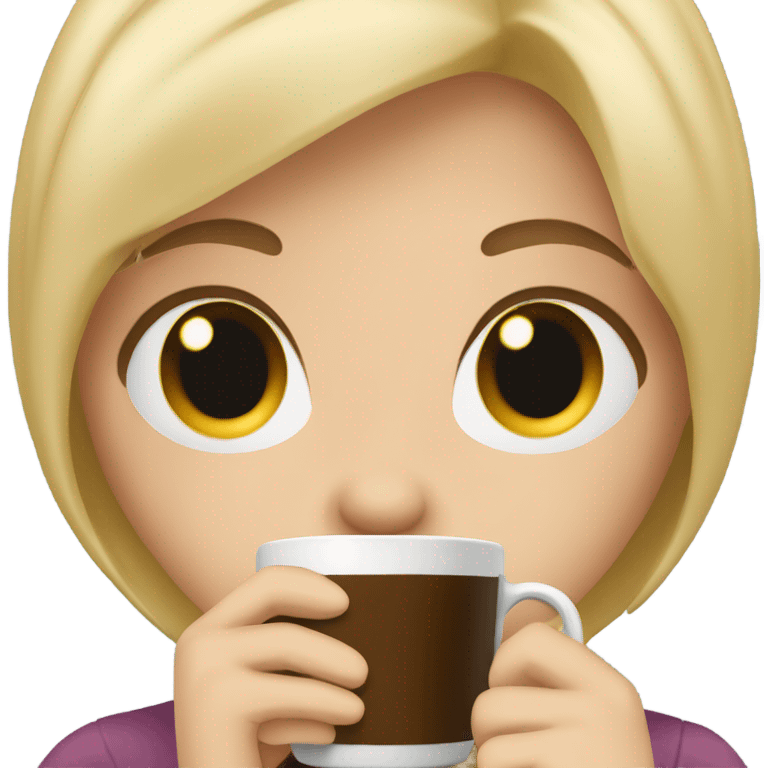 blonde girl drinking coffee emoji